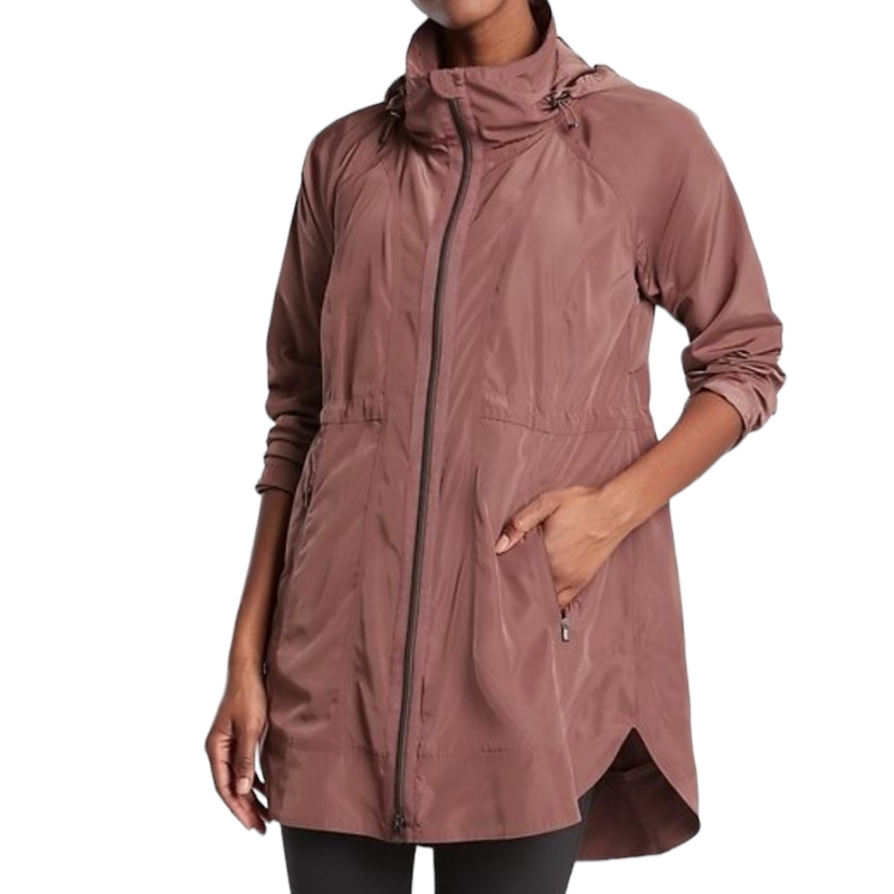 Athleta Drip Drop Jacket With Hood 2X Rose Mauve Pink NWOT